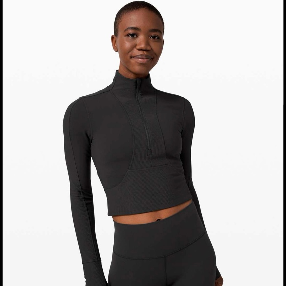 lululemon athletica Black Long Sleeve Crop half zip